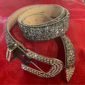 Ariat western silver sparkle crystal rhinestone belt